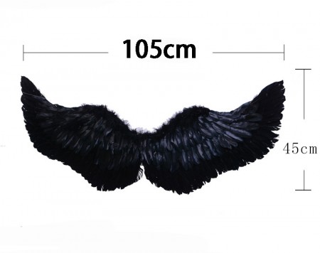 105cm X 45cm Feather Wings Black Angel Fairy Adults Costume Outfit Party Cosplay