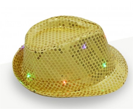 Kids Yellow LED Light Up Flashing Sequin Costume Hat