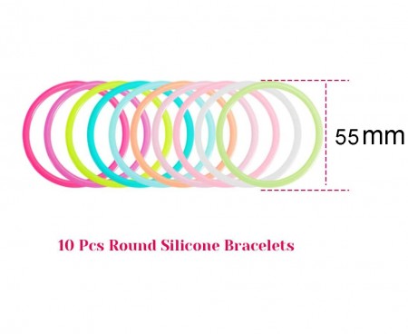 10pcs colorful round silicone bracelets lx3019
