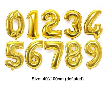 Gold 40”  Numbers Air Inflatable Balloon