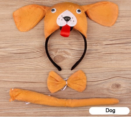 Dog Headband Bow Tail Set Kids Animal Farm Zoo Headpiece