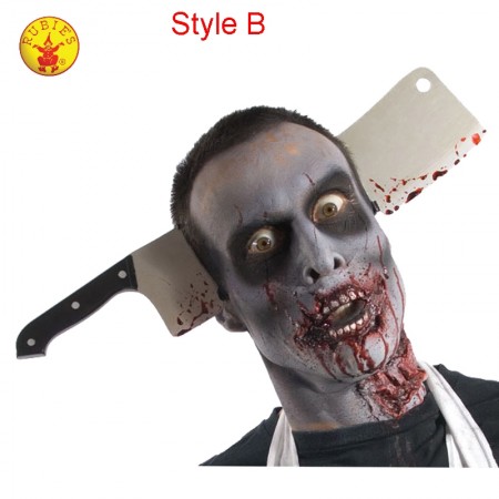 Zombie Kitchen Knife Through Head  Halloween cl3726