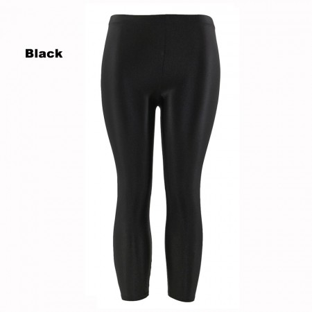 Black 80s Shiny Neon Costume Leggings Stretch Metallic Pants