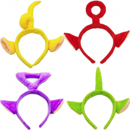 Teletubbies Headpiece Costume Accessory Set 4 Colors Kids and Adults TV Friends Antenna Headband - 4 Colour Character Ears