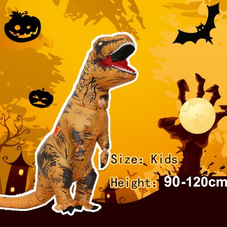 Brown Child T-Rex Blow up Dinosaur Inflatable Costume