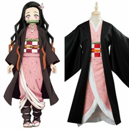 Anime Nezuko Kamado Costume Womens Anime Swordswoman Costume - Pink Kimono Cosplay Set