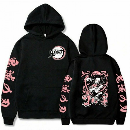 Anime Demon Slayer Hoodie Anime Rogue Ninja Hoodie - Red Cloud Emblem Pullover with Village Symbols