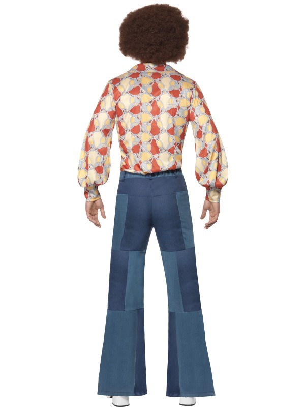 Mens 70s Flares Patchwork Denim 