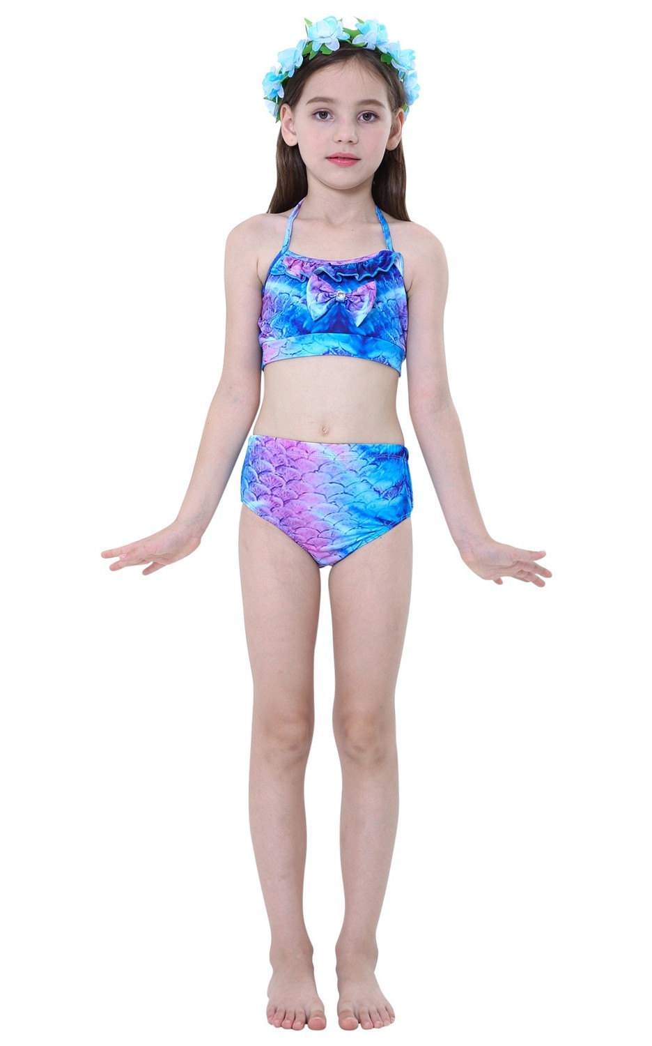 Mermaid Tails for Swimming Swimsuit Costume No Monofin Bathing Suit Princess Bikini Sets Cosplay Girls Kids 