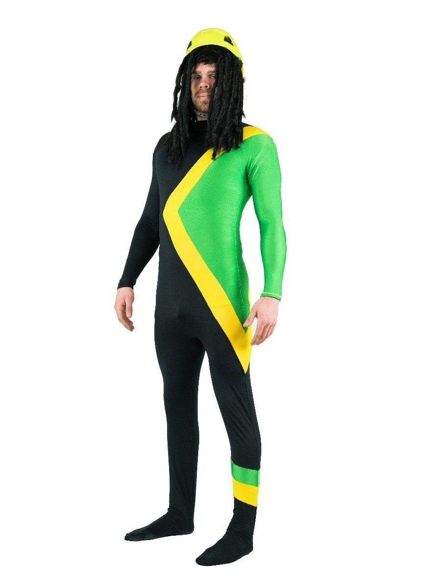 CL737 Men Jamaican Rasta Hero Fancy Dress Costume Bobsleigh Bobsled Team Sports