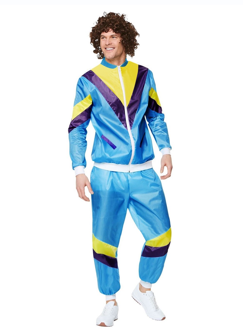 Mens 80's Costume Height Fashion Scouser Tracksuit Blue Suit 80s 1980s ...