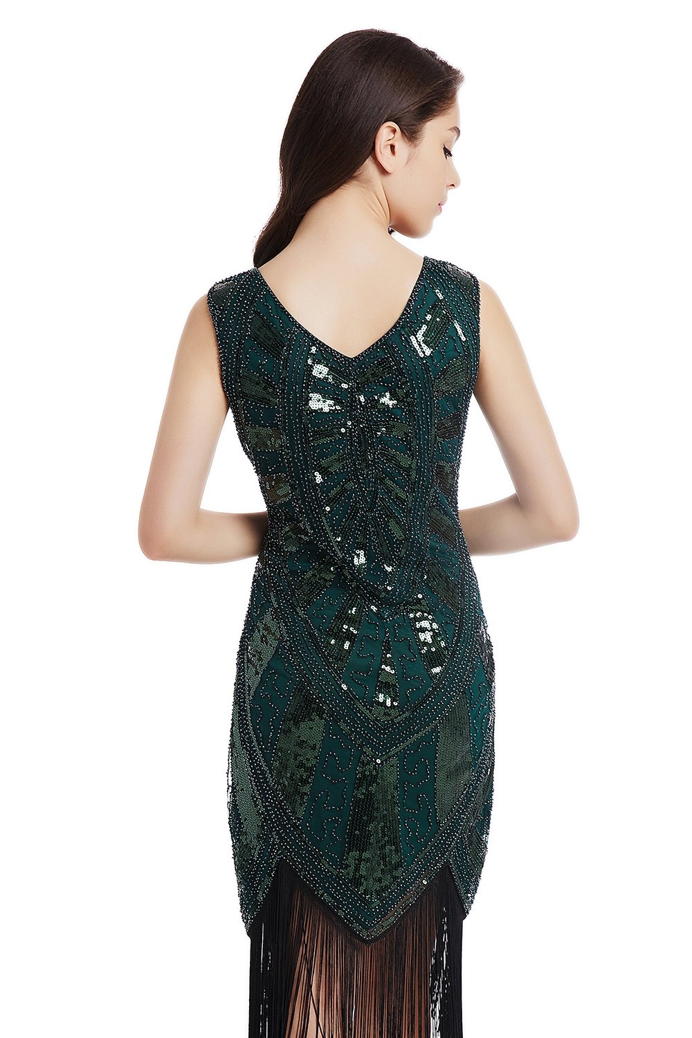 1920s Great Gatsby Flapper Costume Dark Green