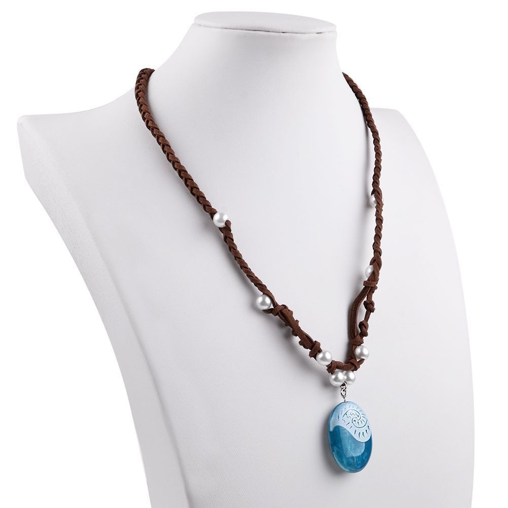 DISNEY MOVIE MOANA Blue Magic Stone Pendant With Rope Pearl Necklace  Cosplay $7.98 - PicClick AU