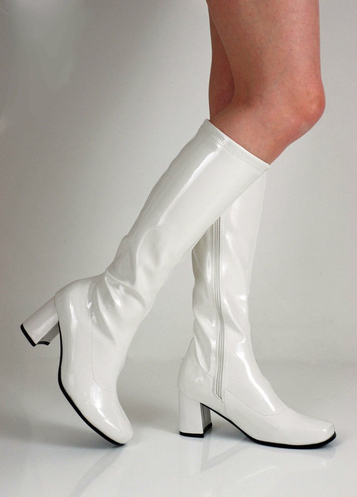Womens Go Go Knee High White Gogo Boots 