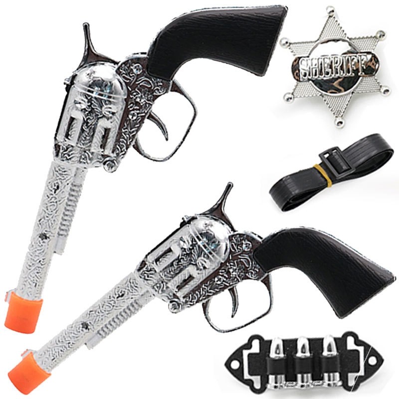Role Play Dress Up Costume Accessories Cowboy Sheriff Pistol with Holster and Adjustable Belt Pistol Toy Play Set Maxx Action 5 Piece Military Toys for Kids 