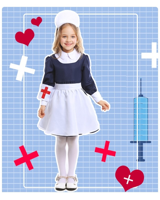 Role Party W-P3-3 Child Nurse/Doctor Costume Outfit – Girls Book Week Hospital Vet Dress