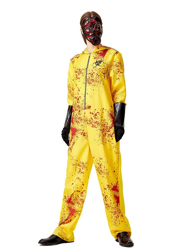 Adult Biohazard Hooded Jumpsuit Canary Yellow
