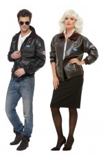 Mens Air Force Bomber Jacket Costume Military Fighter Pilot Top Gun Party Outfit