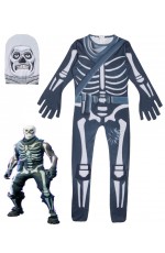 Kid Halloween Fortnite Costume Skull Trooper Cosplay Jumpsuit