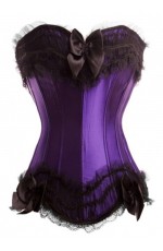 Purple Boned lace up corset with g-string