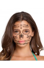 Ladies Black Day of the Dead Face Temporary Tattoo