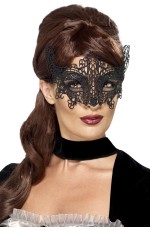 Embroidered Black Lace Filigree Eye mask Masquerade