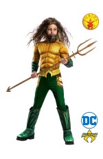 Deluxe Aquaman Kids Fancy Dress DC Comic Film Superhero Adults Costume Outfit