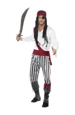 Mens Carribean Pirate Buccaneer Swashbuckler Costume