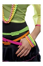 Beaded Bracelets Ladies Neon Assorted 80s Disco Fancy Dress Costume Accessory