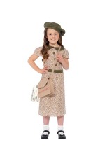 Kids Girls War Time 40s Historical WW2 Evacuee School Girl Costume Book Week