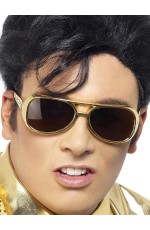 Gold Shades Elvis Presley Costume Sunglasses Glasses Party 50s Rock & Roll Accessory