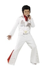 Kids Elvis Presley Jumpsuit Costume 50's Rock Star Famous Music Singer Fancy Dress