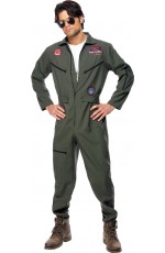 Retro Men Aviator Pilot Costume Top Gun 1980s 80s Military Costume