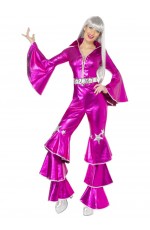 70s Dancing Dream Disco Queen Pink Lame Costume