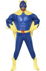 Mens Padded Chest Bananaman Costume Cartoon Eric Superhero Outfit