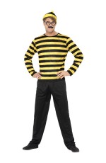 Adults Where's Wally Costume Mens Odlaw Yellow Waldo Fancy Dress
