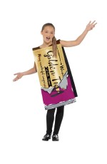 Childs Roald Dahl Winning Wonka Bar Costume Kids Charlie Chocolate Factory 