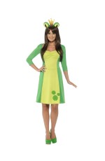 Ladies Frog Costume Fairytale Book Week Animal Green Fancy Dress Outfit Dress Headpiece