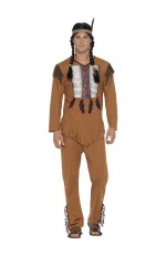Mens Native Western Warrior Costume Cowboys American Wild West Indians