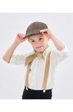 Coffee Victorian Boy Colonial Costume cap hat braces neckerchief Set
