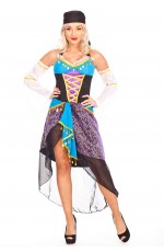 Ladies Mysterious Fortune Teller Circus Gypsy Fancy Dress Halloween Costume