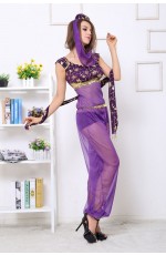 Arabian Genie Aladdin Fancy Dress Up Costume Outfit Purple