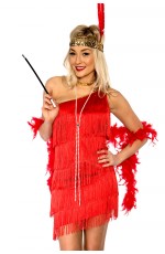 Ladies 1920s Flapper Fancy Dress Costume red