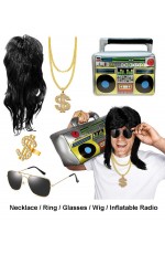 Black Unisex Hip Hop 80s Rapper Mullet Accessories