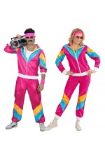 Couples 80s Shellsuits Dress Up HotPink Tracksuit Costume