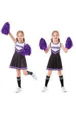 Black Kids Cheerleader Costume With Pompoms Socks