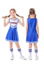 Blue Kids Cheerleader Costume With Pompoms Socks