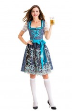 Womens Oktoberfest German Beer Maid Blue Costume