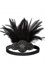 The Gatsby Black Feather Flapper Headpiece