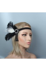 Ladies 20s Headband Feather Gatsby Flapper Headpiece